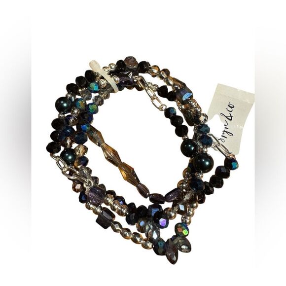 Style & Co Black and Silver Beaded Bracelet set - Picture 1 of 3
